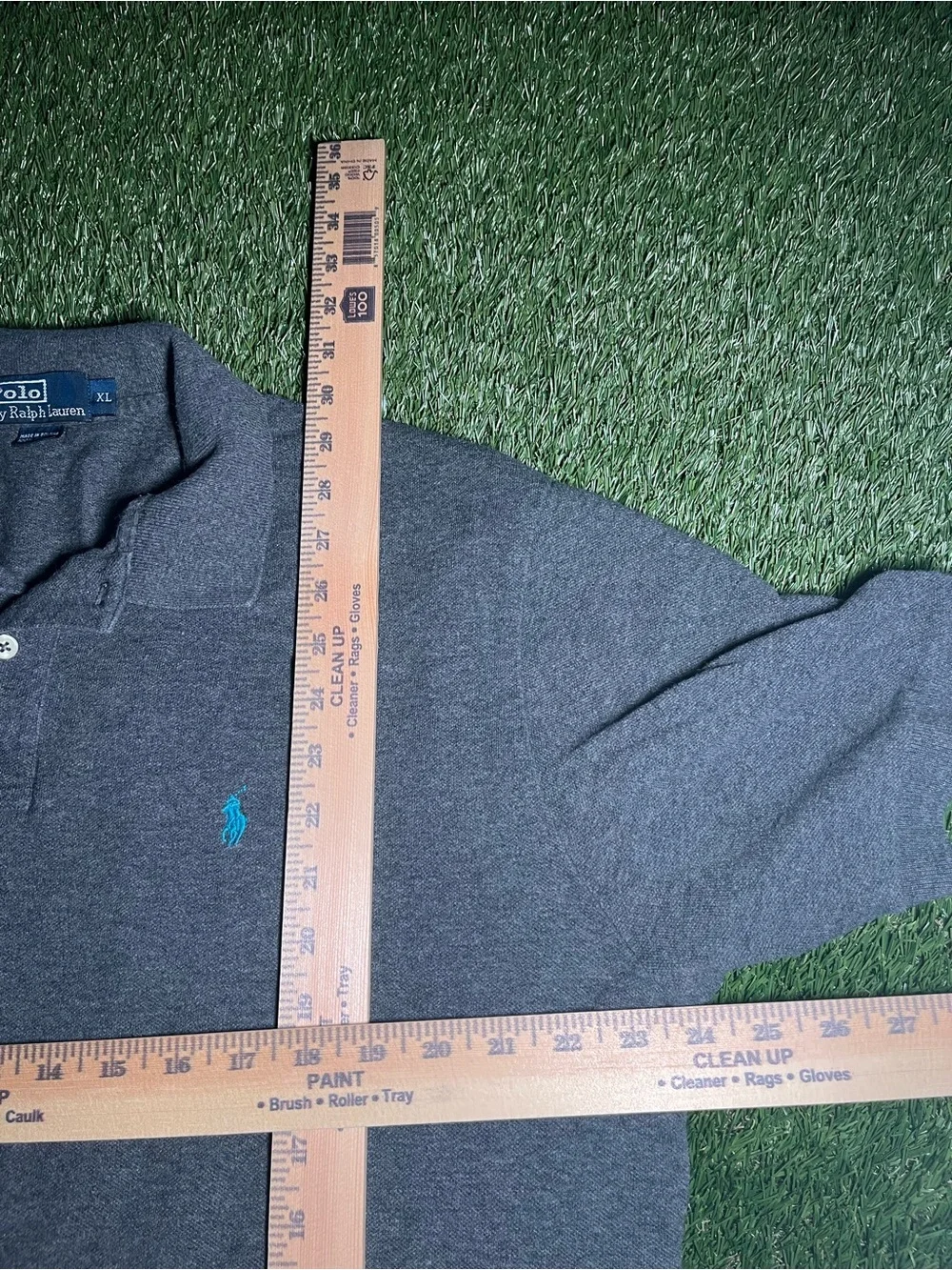 Polo Ralph Lauren Men's XL Gray Polo Shirt with Teal Logo